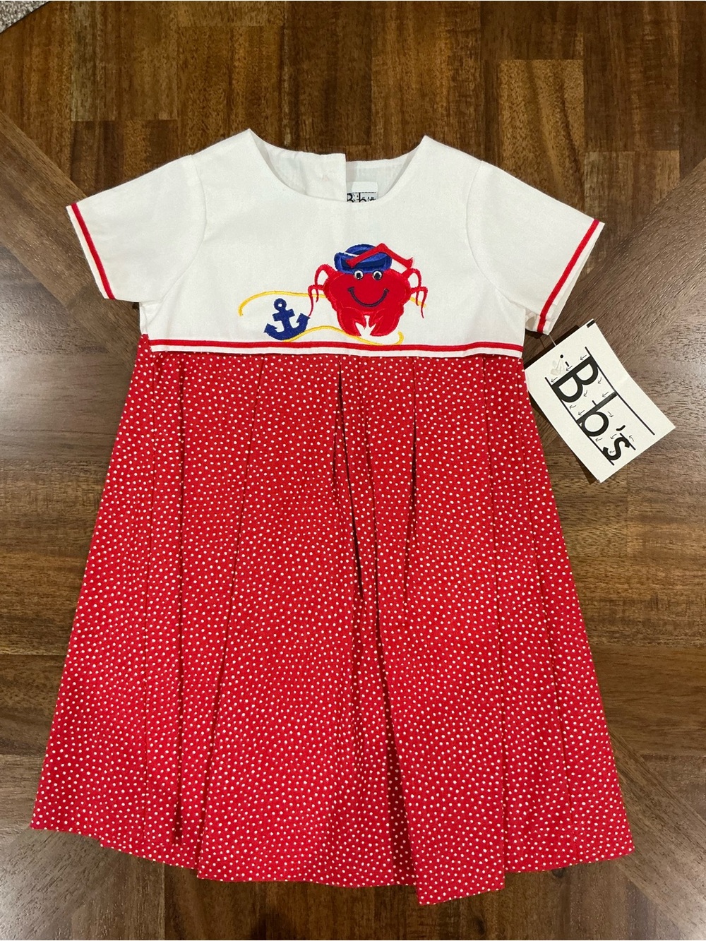 NWT Bb’s 2T Red & White Nautical Crab Dress